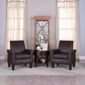 Lohoms Pu Leather Accent Chair Set of 2 Overstuffed Mid Century Modern Living Room Chairs Upholstered Comfortable Reading Chair Fake Leather Armchair for Bedroom Office -Brown
