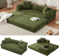 78.5'' Convertible Floor Sleeper Sofa Bed Corduroy Boneless Compression Memory Foam Wide Armrest Comfy Loveseat Lounge Couch for Living Room Bedroom Apartment No Assembly Required Green