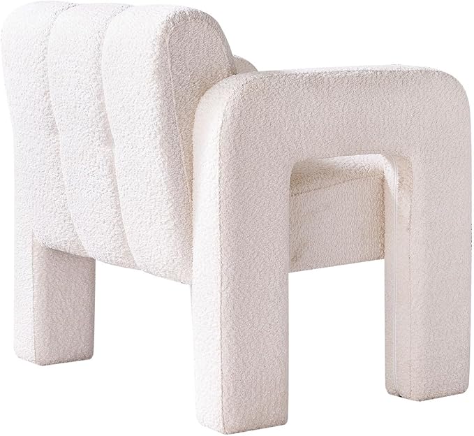 Accent Chair Living Room Chairs Modern Comfy Reading Nook Chair for Bedroom Upholstered Boucle Fabric Side Chair Armchair for Living Room Office (Beige)