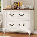 Farmhouse Lateral File Cabinet 2 Drawers File Cabinet for Legal/Letter/A4 Size Hanging Files Large Wood File Storage Cabinets Printer Stand for Home Office Cabinet White