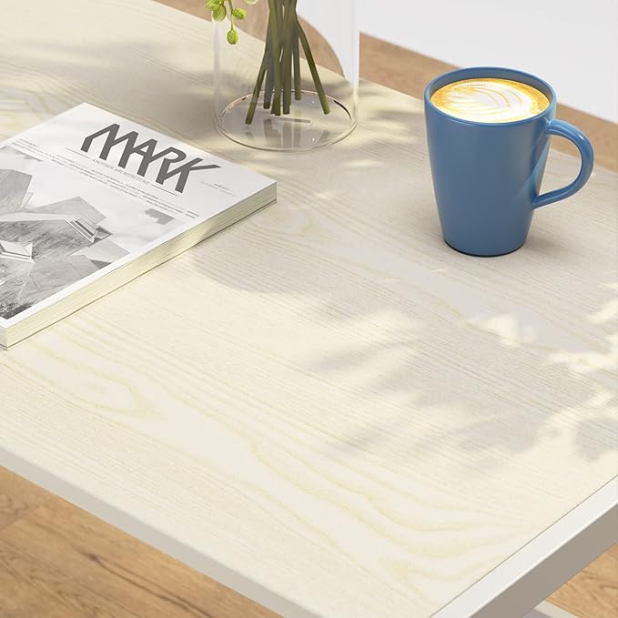 Gezen Folding Desk 40'' Computer Desk for Home Office No Assembly Office Desk Foldable Simple Study Writing Desk Table for Small Spaces(Beige White)