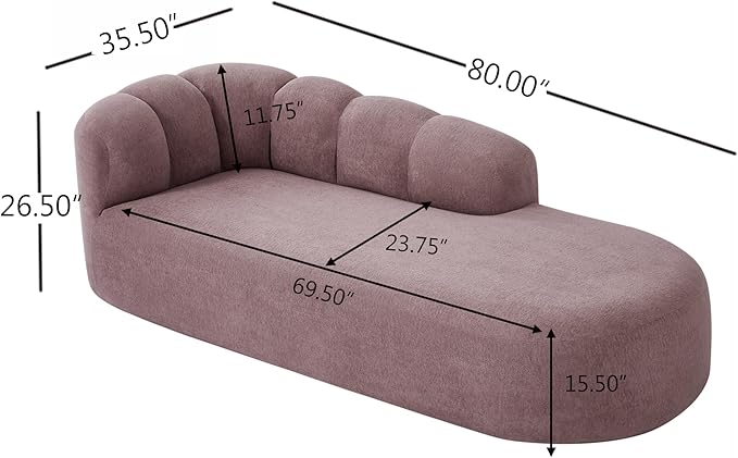 Christopher Knight Home Presie Upholstered Boneless Chaise Lounge Chair Indoor Comfy Chaise Lounge Sofa for Bedroom Modern Home Sofa Living Room No Assembly Required Light Purple
