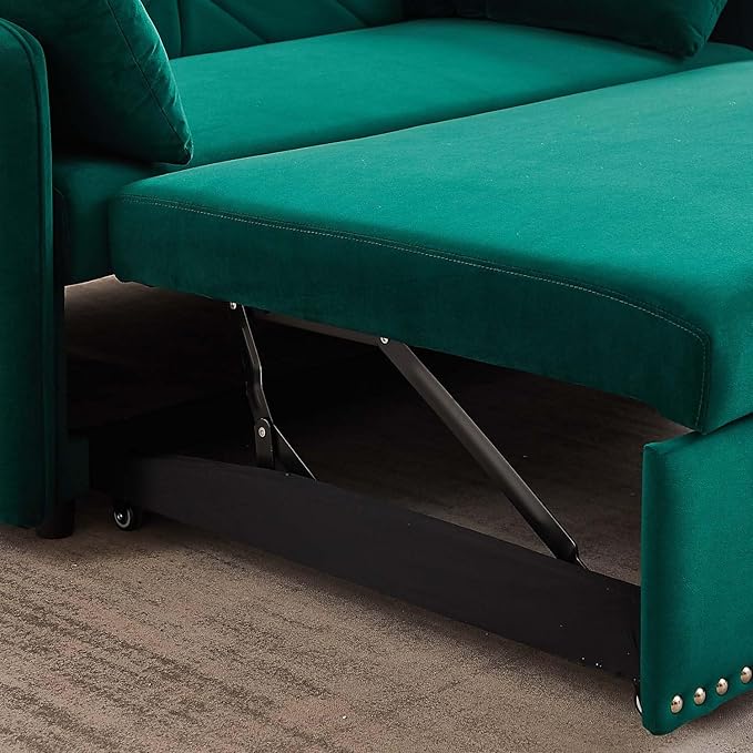 3 in 1 Convertible Sleeper Sofa Bed 55Compact Pull Out Couches with lumbar pillows &amp Storage pocket &amp USB Ports Adjustable Backrest Comfy Velvet Loveseat Sofas for Living Room Small Space