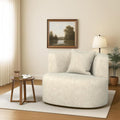 Swivel Accent Chair 360°Soft Accent Chairs Chenille Upholstered Living Room Chairs with Pillow and Curved Backrest No Assembly Arm Chair for Living Room/Bedroom/Office (White)