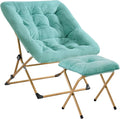 OAKHAM Comfy Chair for Adults Soft Faux Fur Folding Lounge for Bedroom Living Room Dorm Rooms Flexible Reading Chair for Teens Kids X-Large Foldable (Ottoman-Mint)