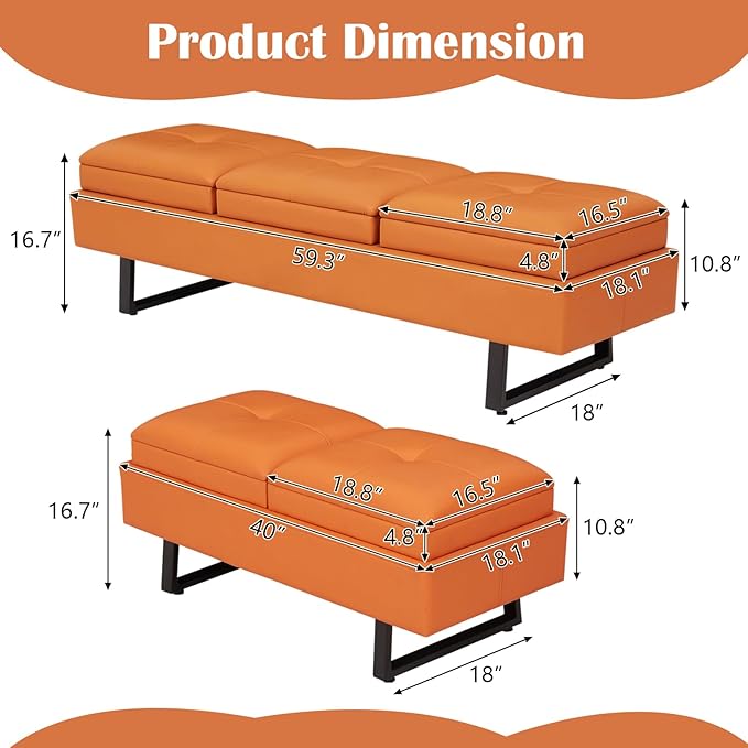Kinfant Modern Futon Sofa Bed - Couch Bed with Soft Cushions for Living Room Bedroom and Small Space (Orange 7-Seater)
