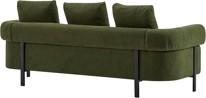 Christopher Knight Home Gilly 78 Modern Boucle Upholstered Sofa with Pillow Oversized Comfy Cloud Couch with Wooden Frame 3-Seater Sofa Couch for Living Room Bedroom Home Office Olive Green