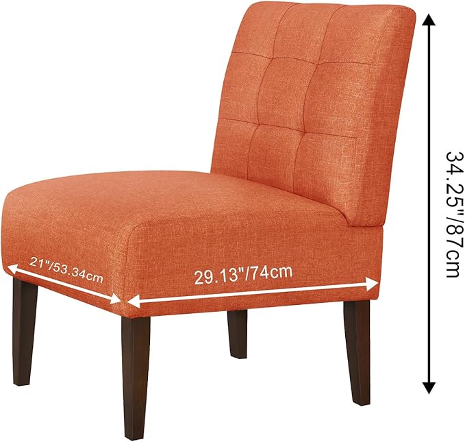 Accent Chair for Living Room Modern Comfy Chair with Solid Wood Frame Small Cozy Chair for Bedroom Office Reading Corner (Orange-2)