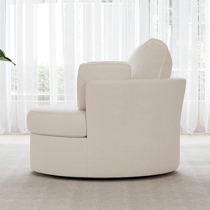 STARY Upholstered Swivel Barrel Sofa Modern Accent Chair with Cozy Cushioning Stylish Rotating Chair for Living Room Bedroom or Office