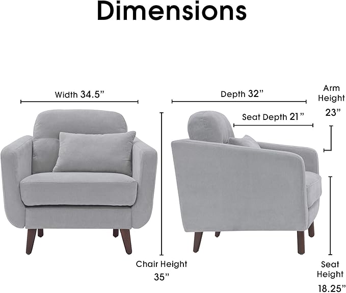 Serta Sierra Living Room Sofas Modern Design Microfiber Upholstered Couch Ideal for Smaller Spaces Arm Chair Smoke Gray