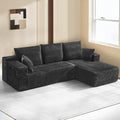 106'' Cloud Sectional Couch with L-Shape Chaise Boneless Modular Sofa with Deep Seat Modern Corduroy Couch for Living Room No Assembly Required. (Grey Right-Facing Chaise)
