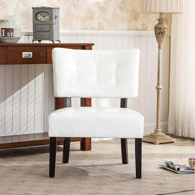 Contemporary Tufted Oversized Accent Chair with Plush Boucle Fabric and Faux Leather Options Kiln-Dried Hardwood Frame Deep Cushion Seat Ergonomic Back Support Versatile Living Room Chair (Ivory)
