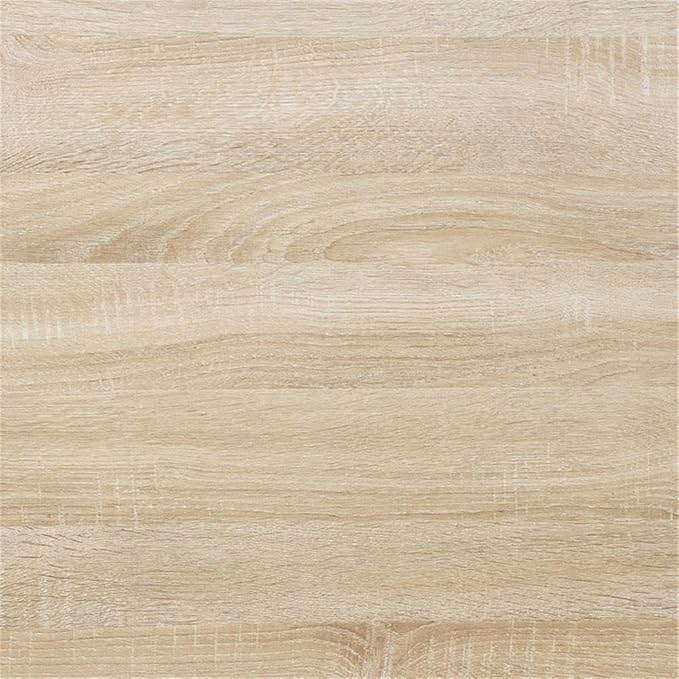 Pemberly Row Modern Double Trestle Desk Natural Wood Finish 54 in x 20 in x 29.5 in Particle Board and MDF Spacious Desktop with 4 Shelves Home Office Desk for Studying or Working from Home