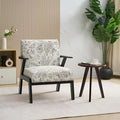 Mid Century Modern Accent Chair Living Room Chairs Comfy Arm Chair for Bedroom Small Cozy Upholstered Reading Chair Lounge Armchair with High Back for Balcony Home Office (Beige+Grey)