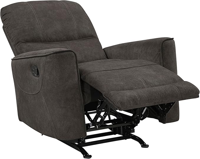 Lexicon Manual Rocker Recliner Chair Polished Microfiber Manual Reclining Chair with Overstuffed Backrest Comfy Nursery Recliner for Living Room/Office/Bedroom/Apartment Easy Assembly Chocolate