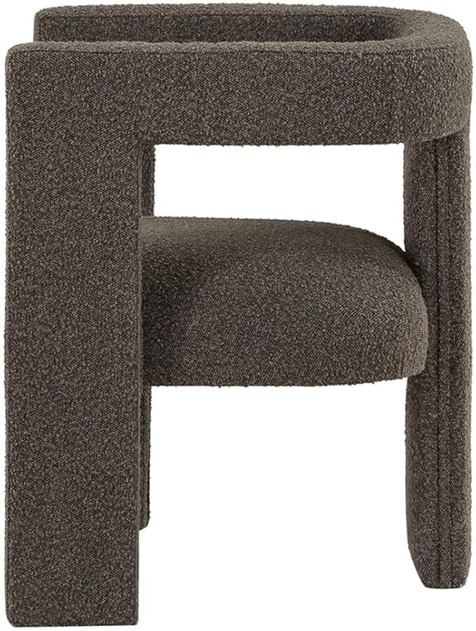 Pemberly Row Modern Fabric Upholstered Accent Chair 29.5 H x 26 W x 24.5 D Chocolate Brown Bouclé Curved Arms Foam Cushion Plastic Glide No Assembly Stylish Side Chair for Living Room or