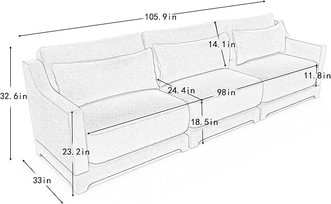 Modular Sectional Sofa Set Optional 2-4 Seater with Lumbar Pillows &amp 0-2 Ottomans Chenille Fabric Ergonomic Easy Assembly for Living Room/Bedroom/Reading Nook (3 SeatGreen)
