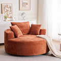 KEIKI Oversized 360 Degree Swivel Chair Large Barrel Chairs Upholstered Round Swivel Chair Chenille Single Sofa Armchair Sleeper Chair for Living Room Lounge Orange
