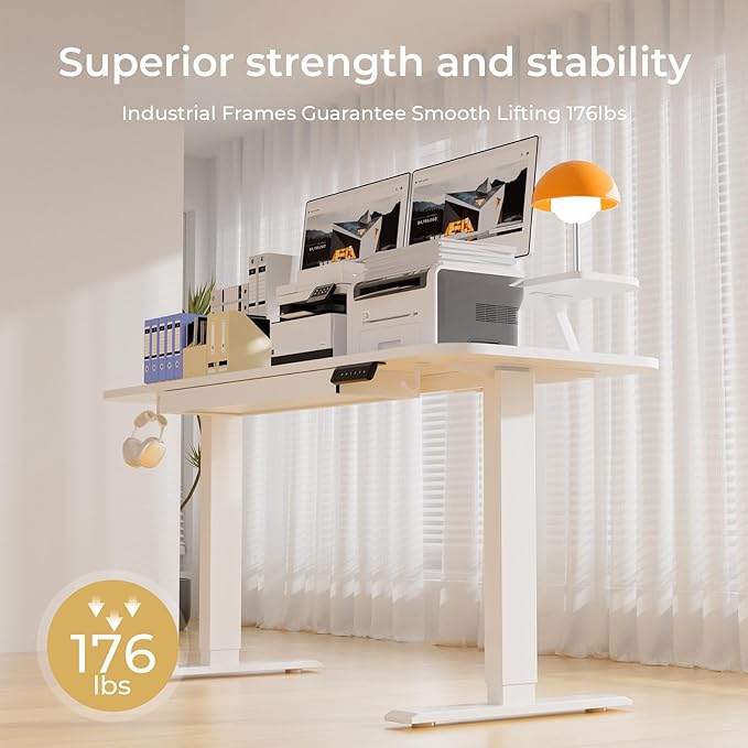 COMHOMA Electric Standing Desk with Drawers 48 x 24'' Sit Stand up Desk with Monitor Stand Laptop Stand Height Adjustable Ergonomic Home Office Computer Desk with Memory Preset Controller