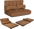 KOMFOTT Adjustable Floor Sofa Bed Foldable Lazy Sofa Sleeper Bed with 6 Position Backrest &amp 2 Pillows Convertible Futon Couch Bed with Suede Cloth Cover Lounge Recliner for Living Room (Coffee)