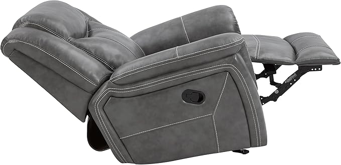 Coaster Home Furnishings - Conrad - Leatherette Upholstered Glider Recliner Chair with Overstuffed Arms Pocket Coil Seating and Ergonomic Lever - Living Room - 33-Inch - Gray - 650356