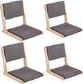 Tiita Floor Chair with Back Support Foldable Meditation Tatami Chairs Backrest Chair with Cushion Living Room Chair Seat 4 Pack Wood Dark Grey