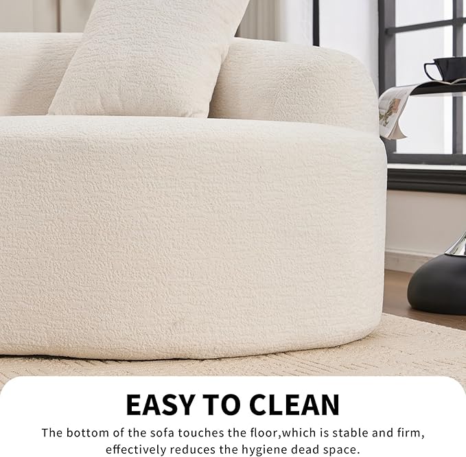 KEIKI Curved Chenille Modular Sectional Couches with Pillows 4 Seater Oversized Upholstered Luxury Plush Cloud Sofa for Living Room Apartment Full Compression Sponge