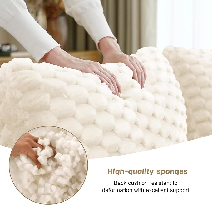 146 Modern U-Shaped Modular Sectional Sofa for Living Room White Flannelette Fabric Boneless SofaOversized 4-Seater Couch with Movable OttomanBuckle ConnectionAnti-slip DesignNo Assembly
