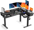 ErGear Electric L Shaped Standing Desk 65'' Height Adjustable Corner Stand up Desk with Storage Drawers &amp Cable Management Trays Modern Home Office Computer Workstation Black