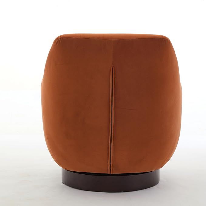 Swivel Chair Velvet Accent Chair Armchair Round Barrel Chair U-shaped Fully Assembled Chair for Living Room Bedroom (Burnt Orange)