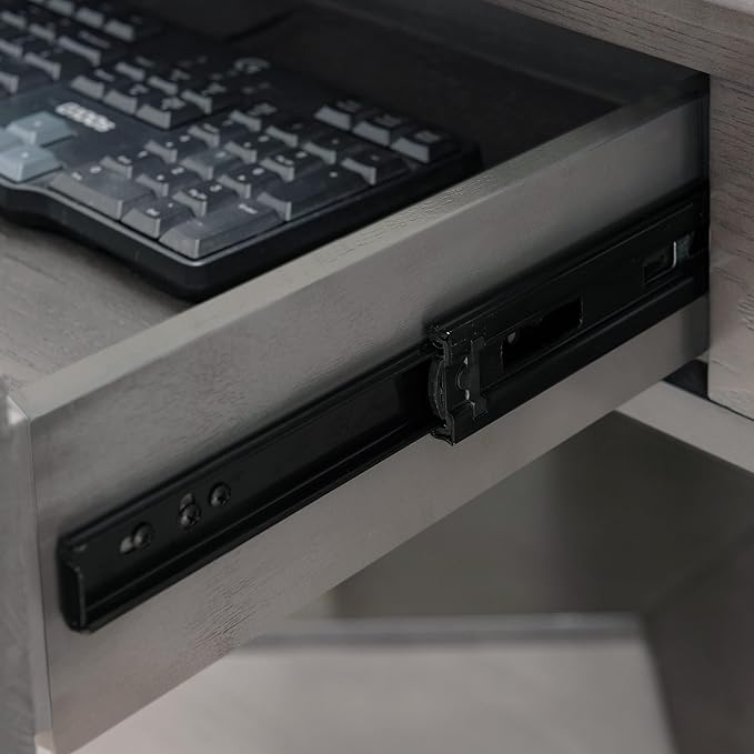 Bowery Hill Corner Computer/Writing Desk Matte Black Metal Base 48D x 24.5W x 30H Sturdy Wood Construction X-Side Design Drop Down Drawer Front Space-Saving Home Office Desk with Lower Shelf