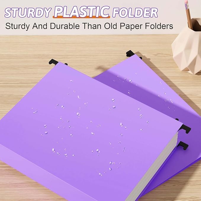 Extra Capacity Plastic Hanging File Folder Letter Size12 Pack Reinforced Hang Folders with Heavy Duty 2 Inch ExpansionDurable Hanging Organizer Designed for Bulky Files Medical Charts