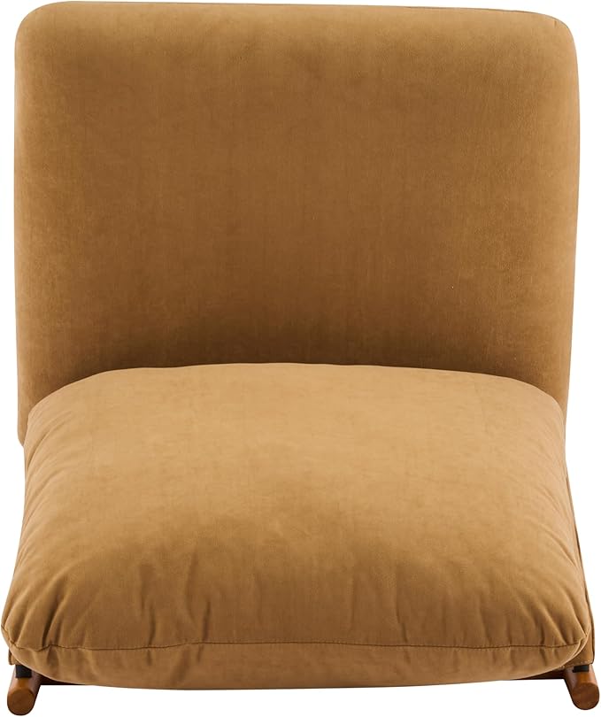 Christopher Knight Home Vista Low Profile Accent Chair Set of 2 with Removable Cushion Solid Wood Armless Lounge Chair Fabric Comfy Reading Chair for Bedroom Mocha+Natural