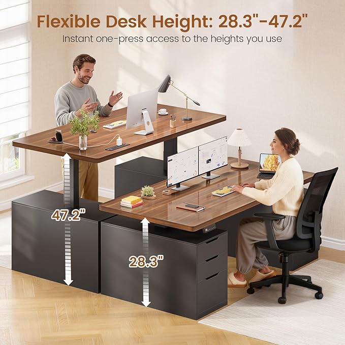 SEDETA Electric Standing Desk with 6 Drawers 55 Adjustable Stand up Desk with Storage Computer Desks with Power Outlets for Home Office Black