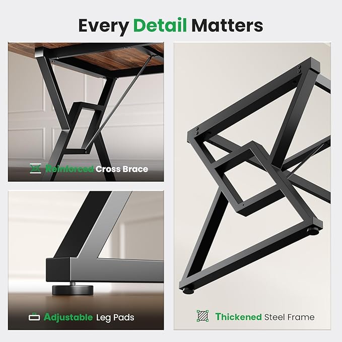 70.8 Large Executive Desk - Computer Office Desk Workstation Modern Business Writing Table with Sturdy Metal Legs for Home Office (Wood Color 71 Inch)