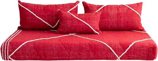 arabicsofa Moroccan Style Colorful Floor Couches – Handmade Modular Floor Cushions (Red 20 6 ft Floor Sofa)