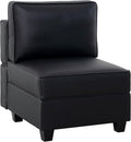 Naomi Home Sarah Middle Section in Black Air Leather Deep Ergonomic Seating with Pocket Coil Springs Modular Sectional Sofa Component for Stylish Living Rooms