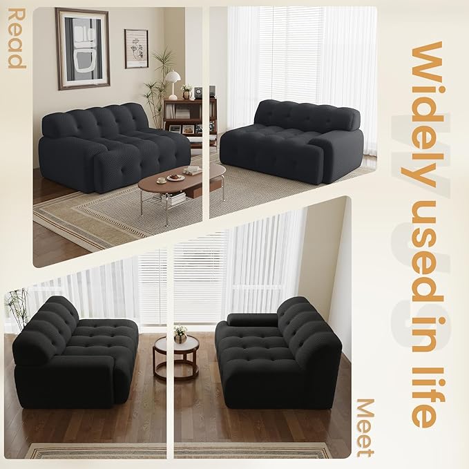 102.4inch Modular Sectional CouchOversized Loveseat Sofa 3D Mesh Fabric Comfy Cloud Sofa Couches Curved Couch for Living Room Office ApartmentNo Assembly Required (Black 102.4)