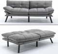 71 Velvet Futon Couch Bed with Mattress IncludedConvertible Folding Sleeper Sofa Bed with Adjustable BackrestsModern Loveseat Sleeper for Living Room Bedroom Small Space Home Office (Grey)