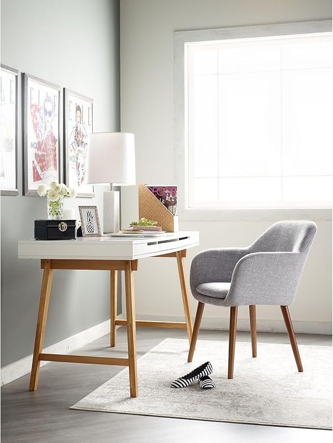 Elle Decor Roux Mid-Century Living Room Accent Armchair Soft Sofa Upholstered Linen Fabric Cushion Seat Chair