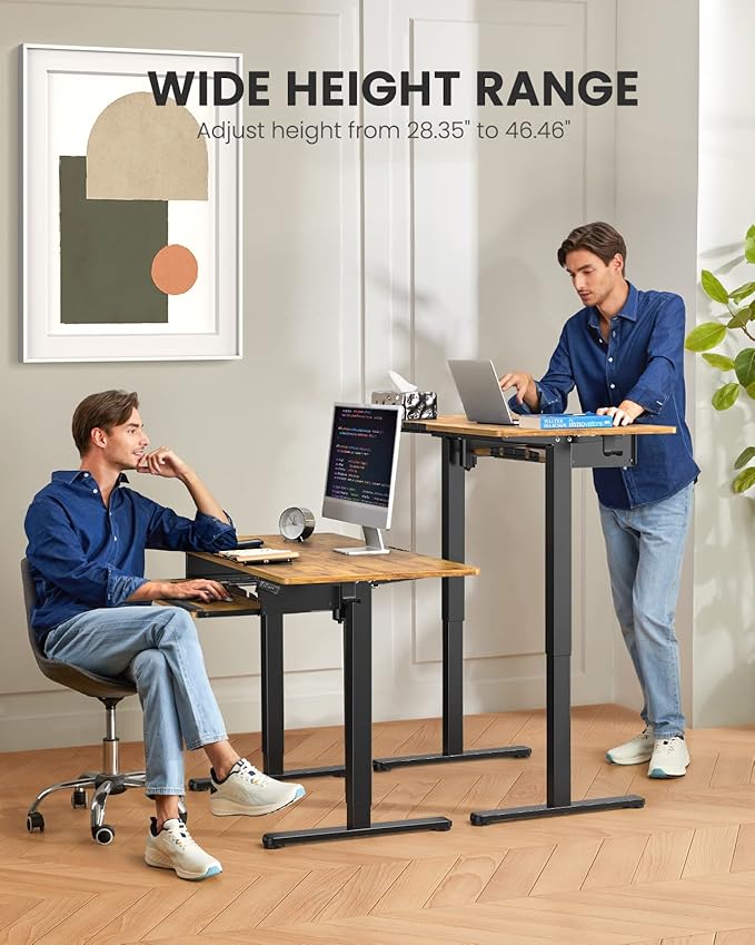 ErGear Electric Standing Desk with Keyboard Tray 55x28 Inches Adjustable Height Sit Stand Up Desk Home Office Desk Computer WorkstationVintage Brown