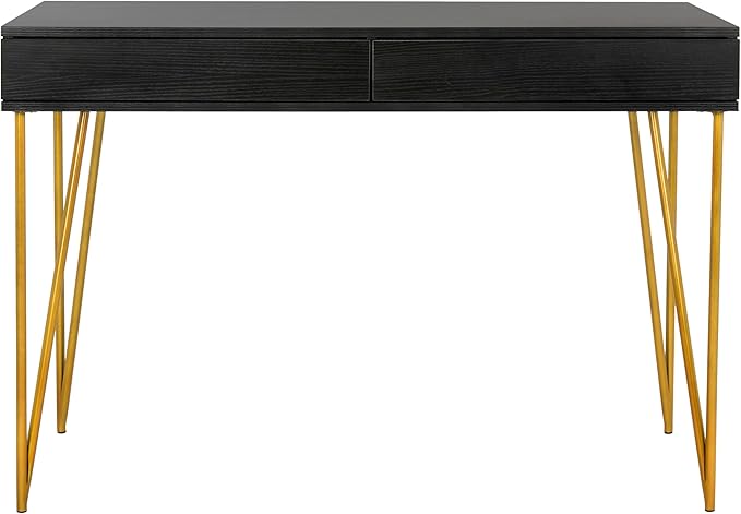 Safavieh Home Office Pine Modern Black and Gold 2-drawer Desk