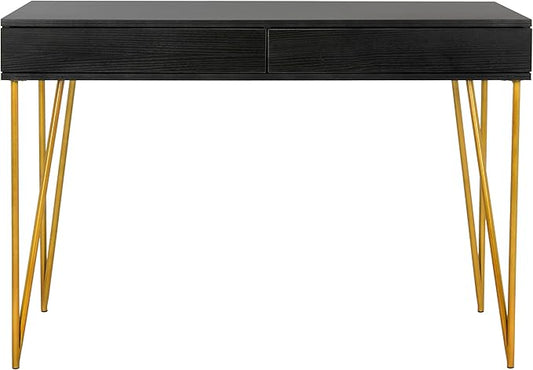 Safavieh Home Office Pine Modern Black and Gold 2-drawer Desk