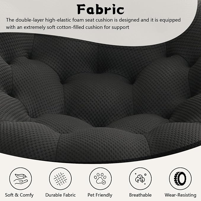36 Oversized Bubble Chair Upholstered Mesh Fabric Bubble Sofa Couch &amp Floor Lounge Chair with 3D Honeycomb Design for Living Room Office Apartment Small Space - No Assembly Required (Black)