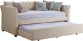 Rosevera Adrie Upholstered Twin Daybed with Tufted Button Daybed with Trundle Sofa for Living Room Bedroom Guest Room Beige Velvet