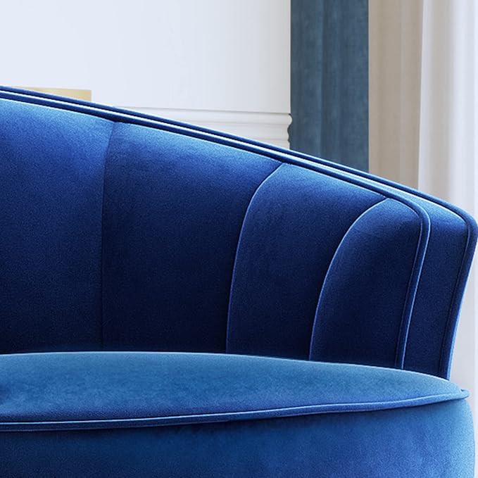 Modern Velvet Accent Barrel Chair Leisure Accent Chair Living Room Upholstered Armchair Vanity Chair for Bedroom Meeting RoomBlue
