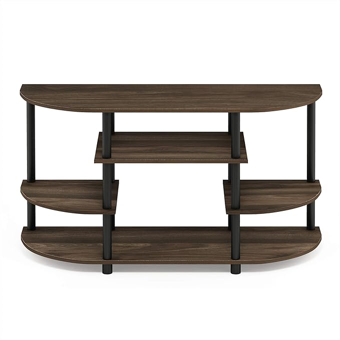 Furinno JAYA Simple Design Corner TV Stand Columbia Walnut/Black