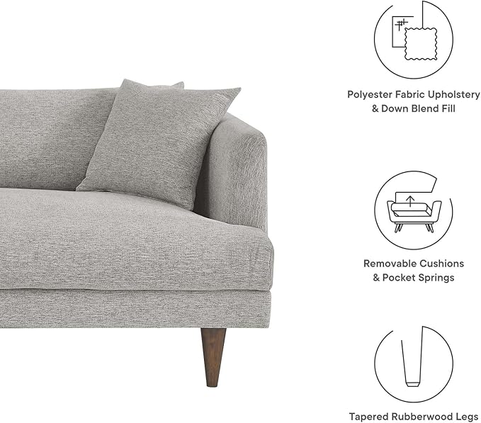 Modway Zoya Sofas Light Gray Fabric