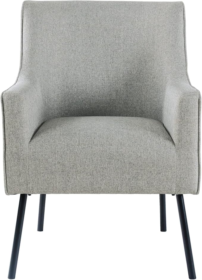 HomePop Modern Accent Chair Homepop Home Décor Accent Chairs for Living Room &amp Bedroom Fabric Reading Living Room Side Chair Single Sofa with Lounge Seat and Metal Legs - Sustainable Gray Wove