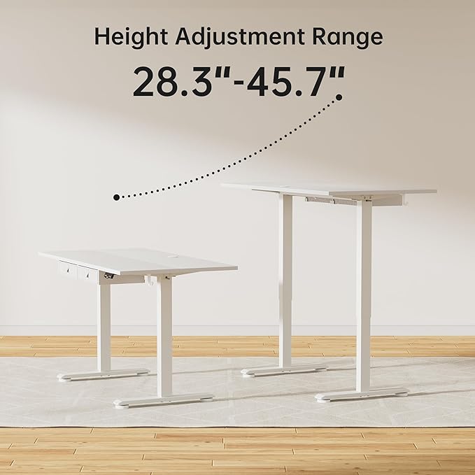 Agilestic Standing Desk with 2 Drawers Adjustable Height Electric Desk with Storage 48 x 24 Inches Sit Stand Up Computer Table for Work Office Home White